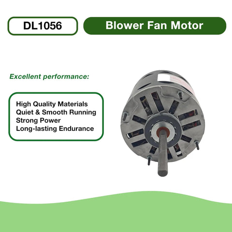 Direct Drive Blower Fan Motor Half HP 115V 1075 RPM 1 Phase 60 Hz 3 Speed Easy Swap Direct Replacement for AO Smith 1056 Fasco D701 GE 3587 Marathon X004 Emerson 1865 with 10uF Capacitor front view