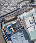 Lockable Storage Box With Dial Lock For Medicine, Phone And Small Essentials, Compact Cream Lockbox in suitcase