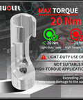 17mm Diesel Injector Fuel Line Socket Flare Nut Wrench with torque warning, designed for light-duty tasks, shiny steel finish.