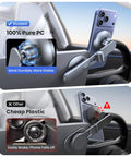Comparison of Tesla Phone Mount With Ultra Strong Magnet Power Foldable Hidden Car Holder vs cheap plastic alternative showing durability.