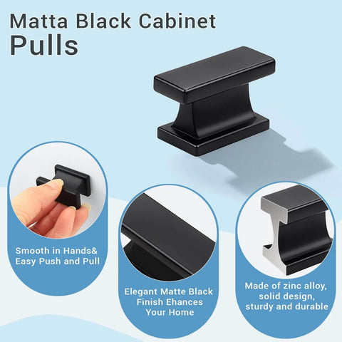Six Pack Matte Black Solid Cabinet Knobs For Kitchen Cabinets Cupboards Drawers And Dressers Built To Last Zinc Alloy Hardware With One Hole And One And A Half Inch Overall Length