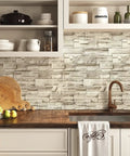 Stone Brick Wallpaper Peel And Stick Vinyl For Walls 17.7 In By 118.1 In Removable Backsplash in kitchen setting