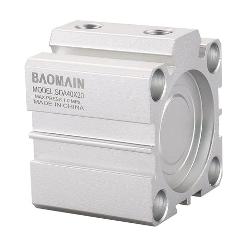 Space Saving SDA40x20 Compact Thin Air Cylinder 40mm Bore 20mm Stroke Double Acting Aluminum Body with PT1/8 Ports