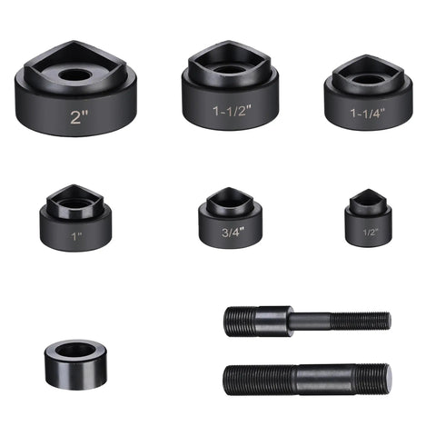 Heavy Duty 10 Ton Hydraulic Knockout Punch Set Rugged Pro Workhorse Handles Half To Two Inch Conduit And Sheet Metal Slick Jobsite Ready Die Kit With Quick Swap Draw Studs