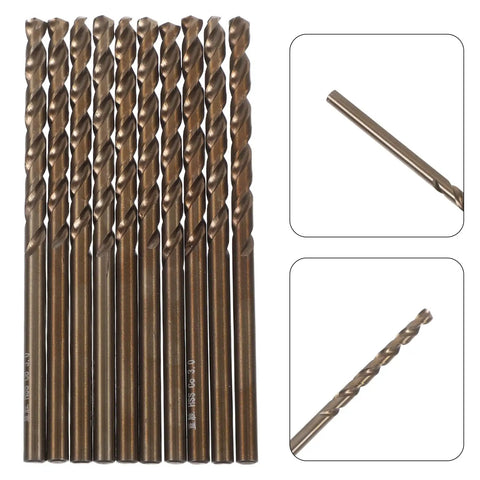 Doitool Heavy Duty Hss Twist Drill Bits Set 10pcs Jobber Bits For Metal Wood Plastic Drilling Straight Shank High Speed Steel Power Tool Kit Accessories, 10-piece set