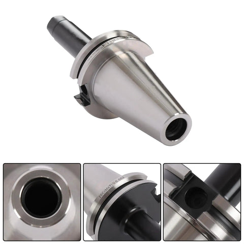 Pro Grade Cat40 Er11 Collet Chuck Tool Holder showing a 4-inch tapered design with black and silver finish for precision use.