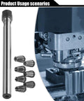 Pro Grade 100L Collet Chuck Holder With Seven ER8 Collet Set Ranging From 2 To 5 mm installed in CNC router and milling machine