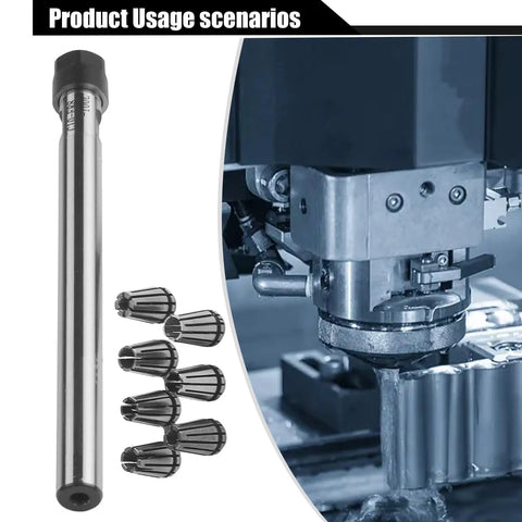 Pro Grade 100L Collet Chuck Holder With Seven ER8 Collet Set Ranging From 2 To 5 mm installed in CNC router and milling machine