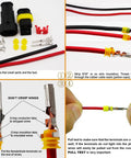 Step-by-step guide using Waterproof 2 Pin Automotive Electrical Connectors Kit With Quick Disconnect Plugs, 25 Sets For 16 22 AWG Wires.
