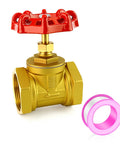 1 Inch NPT Brass Gate Valve Female X Female With Wheel Handle, DN25, red wheel handle, corrosion resistant, for fuel, water, gas, air, oil.