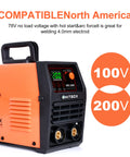 Close-up of 200 Amp Dual Voltage MIG TIG Welder 2 In 1 With Lift TIG Capability LCD Digital Display, showing voltage settings.