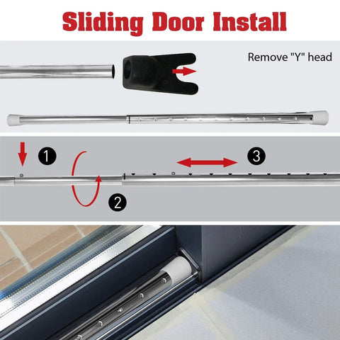 Installation guide for 3 In 1 Door Security Bar For Home, Apartment, And Travel, Heavy Duty Adjustable Lock Bar on sliding door