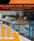 3/4-10 Nylon Insert Lock Nuts, Grade 8 Zinc Plated Carbon Steel, 8-Pack shown in workshop setting with nylon insert focus