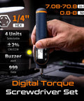 Digital Torque Screwdriver With Adjustable Range From Seven Point Zero Eight To Seventy Point Eight Inch Pounds Or Zero Point Eight To Eight Newton Meters Buzzer And Magnetic Bits Nine Hundred Ninety Nine Data Storage For Gunsmithing And Mounting, 1/4 hex