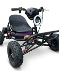 Front view of 72V Electric Go Kart For Adults With QS Mid Motor 3kW Peak 25kW, featuring sturdy frame and LED high beam.