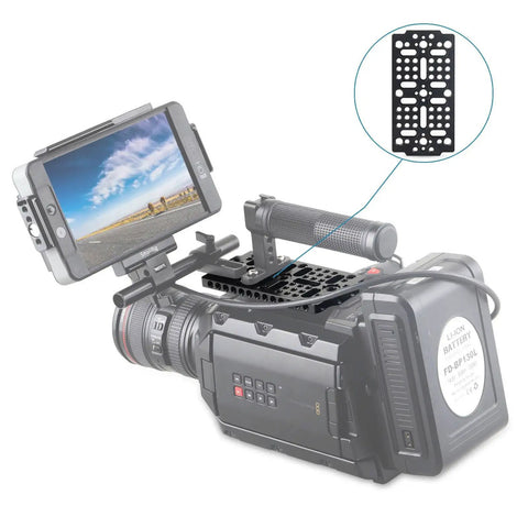 Battle Tested Camera Cheese Plate With Dual Thread Options Secure Switching Mount Featuring Arri Align Pin For Quick Rig Swaps And On Set Workflow Optimization For Videographers