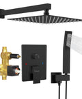 Dope Matte Black Shower Faucet Set With 10 Inch Luxury Brass Rain Shower Head And Handheld Spray High Pressure Wall Mounted System