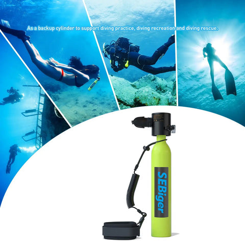 Mini 0.5 Liter Scuba Tank Pony Bottle With DOT Certification For Underwater Work And Recreation in action underwater.