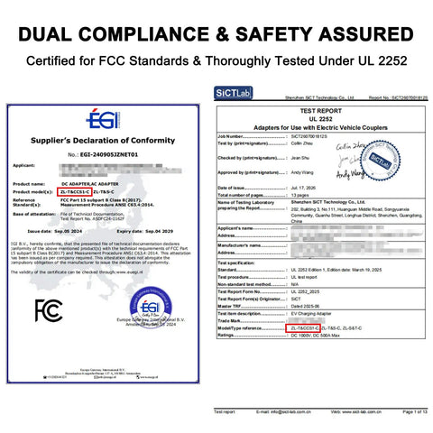 Supplier's Declaration of Conformity for Real Deal NACS To CCS1 Adapter with FCC certification details.
