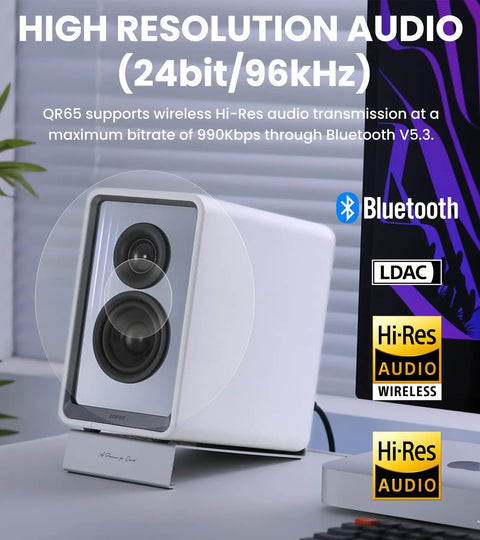Desktop Active Monitor Speakers With 70W Total Power Hi Res Audio Two Point Seven Five Inch Long Throw Aluminum Diaphragm