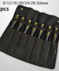 Pro Grade Wood Carving Chisel Set With CRV Steel Gouges, 7pc Hand Tool Kit in canvas roll, 8-32mm sizes