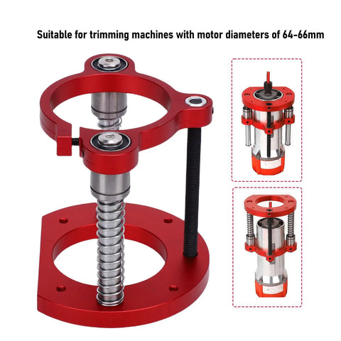 Router Table Lift Base With Easy Crank Up To 70mm Travel, Universal Fit For Small Routers, Aluminum Alloy And Stainless Steel 2 Jaw Clamp, Solid Lifting System For Precise Trimming And Above Table Height Adjustments, for 64-66mm motors