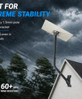Starlink Gen 3 Mounting Kit With 51 Inch Pole And Pipe Adapter installed on roof, withstands 60+ mph winds.