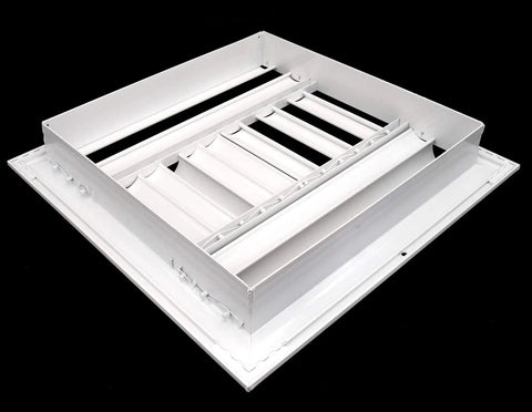 12 Inch By 12 Inch Aluminum 4 Way Adjustable Vent Diffuser With Curved Blades For HVAC Ducting Rust Resistant Easy Install Duct Vent Cover