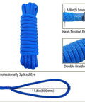 Boat Dock Rope For Quick Mooring And Replacement, blue double braided marine line with professionally spliced eye, 7.62m length.