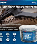 Heavy Duty Drywall To Wood Screws, Size 6 By 1-5/8 Inch Collated Fasteners, 1000 Count in a durable storage bucket.