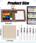 Mini Watercolor Travel Kit With Wooden Palette And Copper Clip Includes 24 Watercolors 6 Brushes And 2 Sketchbooks shown