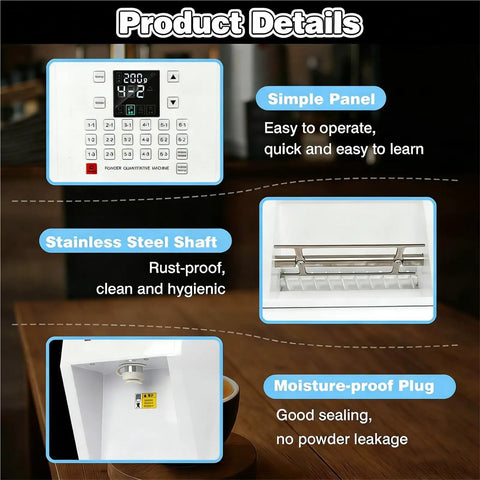 Three Point Five Liter Digital Powder Dispenser With Smart Panel And Auto Dispense 17 Memory Buttons detailing control interface