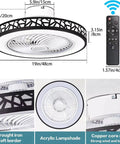 Compact Black Flush Mount Ceiling Fan With Lights And Remote Control, Low Profile Enclosed Design, 20 Inch Diameter And 7.9 Inch Height, Perfect For Low Ceilings Or Bunk Rooms, Kid Friendly, Space Saving Modern Fan For Bedroom Or Living Area with remote and detailed border design