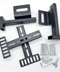 Ridiculously Sturdy Universal Headboard Brackets For Metal Bed Frame With Adjustable Footboard Extension Kit Dead Easy To Mount On Twin Full Queen King Sizes Matte Black Two Pack, showing parts and accessories.