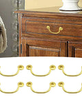 6 Piece Brass Cabinet Pulls Vintage Gold Handle With 80mm Hole Centers Traditional Bail Style Hardware installed on wooden dresser