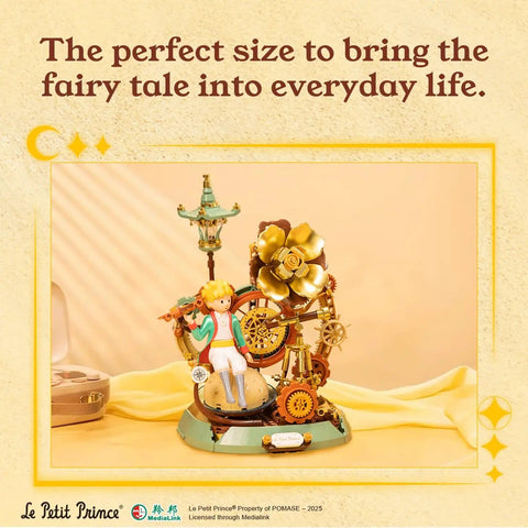 Little Prince Starry Journey Building Set Vintage Mechanical Pocket Watch Inspired Model With Gears Telescope And Golden Rose Collectible