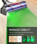 Universal USB Powered Vacuum Cleaner Display With Green Laser Indicators And Flexible Laser Components For Cleaning Machines Easy Plug In USB Setup And Stable Operation That Works With Most Vacs on a vacuum head over wood floor