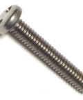Straight Up Stainless Steel Pan Head Machine Screws 8-32 X 1 Inch showing coarse thread and round pan head design.