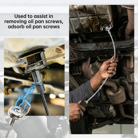 Flexible Silicone Oil Change Funnel Set Bendable Foldable Spill Free With Magnetic Drain Plug Tool under car during oil change