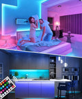 65 Point 6 Foot RGB LED Strip Lights With App And Remote Control Music Sync 5050 RGB LEDs 16 Million Colors Timer DIY Modes Lit Bedroom TV Party Decor