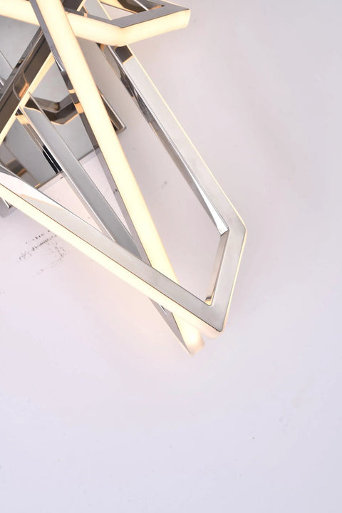 Super Clean Chrome Finish And Bright White Panels Super Sleek Led Wall Sconce That Really Hits Different With Cozy 3000k Glows Easy Install And Solid Build Quality For Any Space, featuring illuminated geometric design.