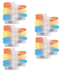Five 3 In 6 Out Quick Wiring Splice Cable Connector 41A 450V with red copper contacts, PA fire retardant housing, visible from top view.