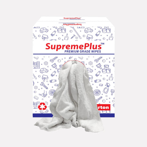 Premium White Terry Cloth Rags For Garage, Shop And Housekeeping, Ultra Absorbent Cotton Towels, Heavy Duty Cleaning Rags box
