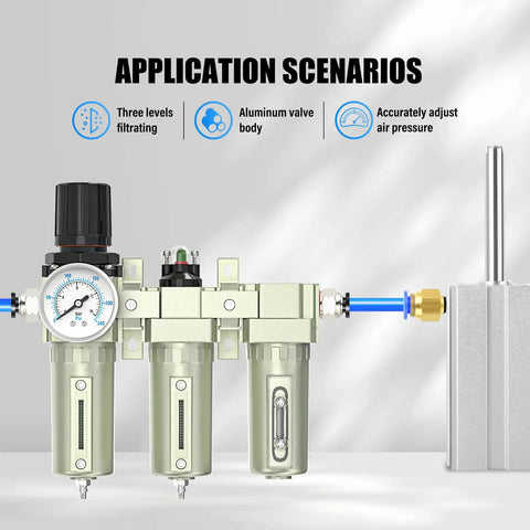 Beefed Up Heavy Duty Industrial Grade Half Inch NPT 3 Stage Air Drying System with filters and regulator
