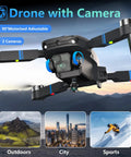Foldable RC Mini Quadcopter with FPV HD Camera and 90 Degree Adjustable Lens flying over scenic landscapes
