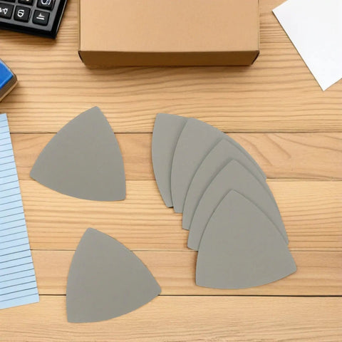 Top Rated Grit Triangular Silicon Carbide Sandpaper Sheets Waterproof Wet Dry Sanding Paper 8 Pack arranged on wood surface.