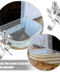 12 Piece Window Well Cover Clips Kit Includes Nuts Screws And Gaskets For Basement Egress And Exterior Courtyard Use Heavy Duty Steel Durable Steel Construction For Tough Outdoor Conditions And Easy Retrofit For Contemporary Basements And Courtyards., 60 mm steel clip securing window well cover on basement egress wall