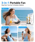 Ultra Portable USB Rechargeable Handheld Fan With 100 Speed Turbo Airflow LED Display used at beach for personal cooling