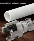 Super Tough 20Mm And 25Mm Water Pipe Threader Attachment For Electric Drill showing integrated threads and cutter design.