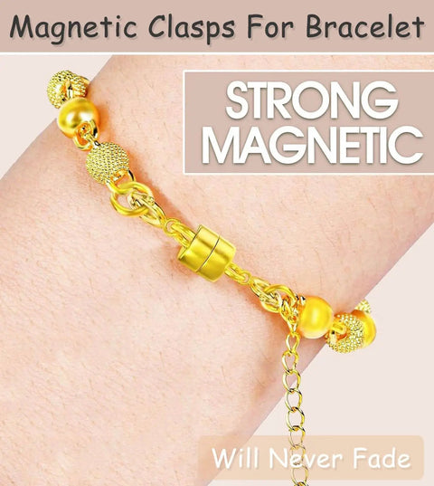 Magnetic Necklace Clasps And Closures Set With Double Open Bracelet Extender in gold showing strong magnetic design